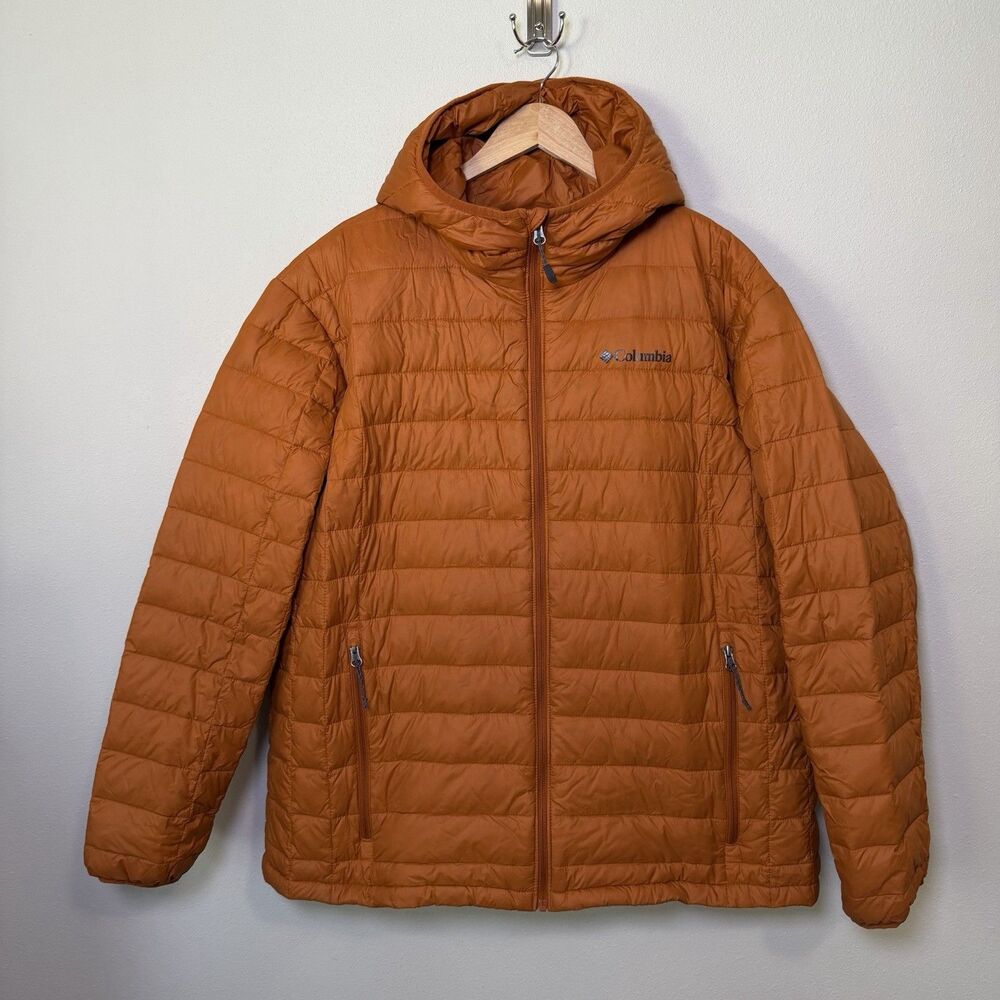 Columbia Down Jacket Mens 2X Voodoo Falls 590 TD Turbodown Orange Hooded Puffer